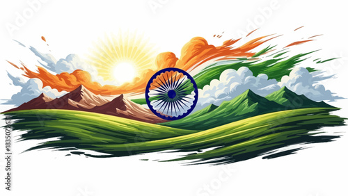Indian republic day celebration with national flag and abstract elements