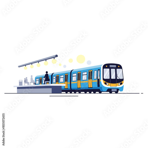 Subway train at the station waiting for passengers to board.