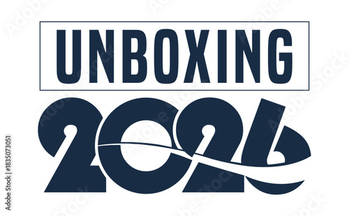 Stylish 2026 UNBOXING text in a modern, dark blue, solid font. The number 2026 is creatively stylized with flowing curves, sitting above the capitalized word "BUDGET" enclosed 