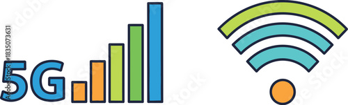 5g network signal strength and wireless internet connection icon illustration