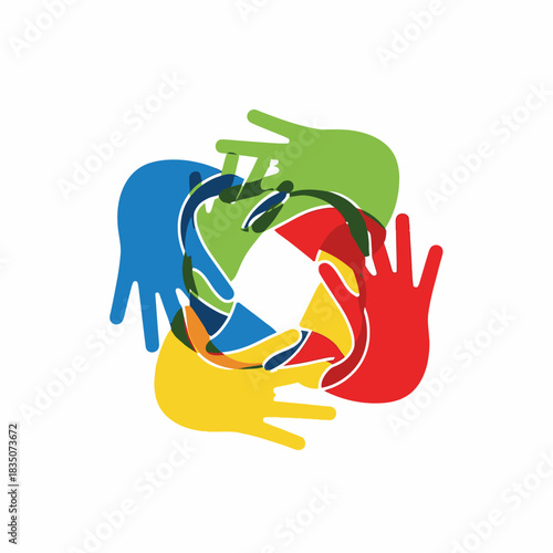 Diverse Hands Interlocked in Circular Unity Symbolizing Collaboration and