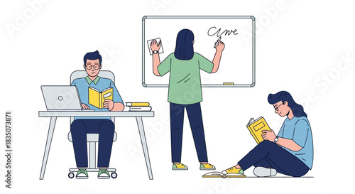 Students Learning and Teacher Instructing in a Classroom Setting.