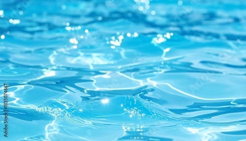 【夏】太陽の光が反射するプールの水面。波イメージ　清涼感