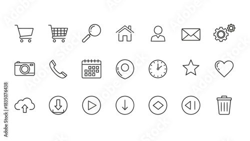 a set of simple and minimalist icon bundles suitable for the needs of a website with white backgrounds