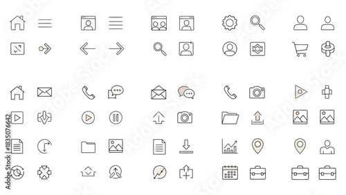 a set of simple and minimalist icon bundles suitable for the needs of a website with white backgrounds