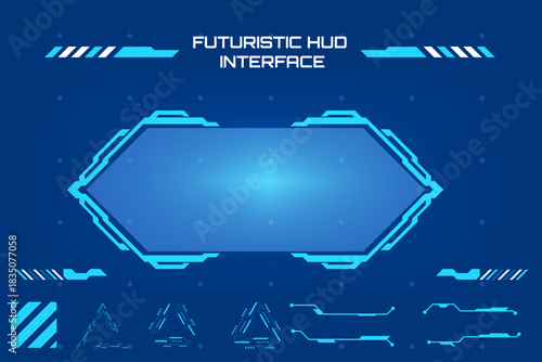 Vector Game Interface Elements. Collection of Sci-Fi Text Boxes, Icons, and HUD Display Screens. Vector Illustration