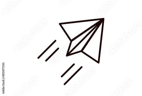 飛んでいる紙飛行機のイラスト