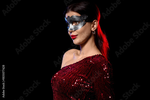 Pretty young woman in red p...