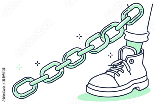 Heavy Chain Around Ankle Illustrates Restriction and Freedom