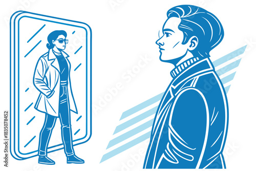 Man Reflects On Mirror Revealing Woman Identity