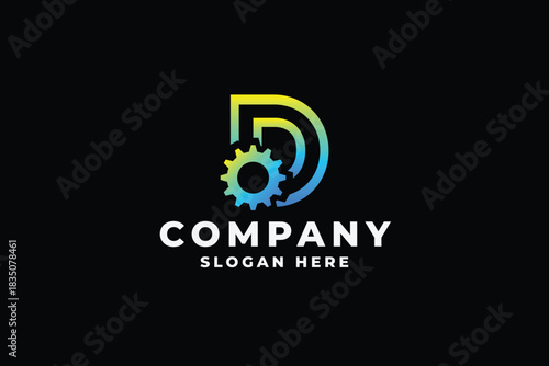 Engine of Progressive Motion Letter D Logo
