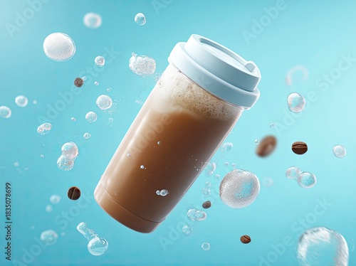 Iced coffee drink in a travel mug