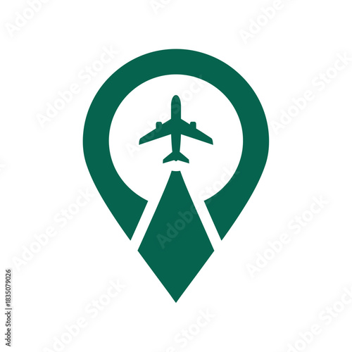 Free Download Green airplane flying inside a location map pin marker flat illustration - GFXLoad