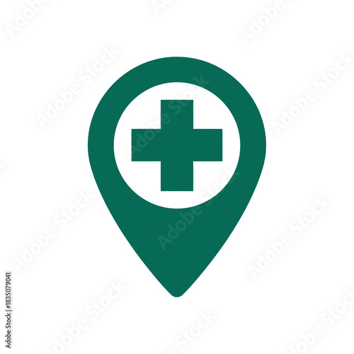 Green hospital pharmacy location map marker symbol flat illustration