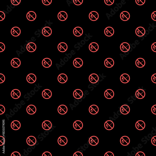 Match forbidden symbol seamless pattern isolated on black background