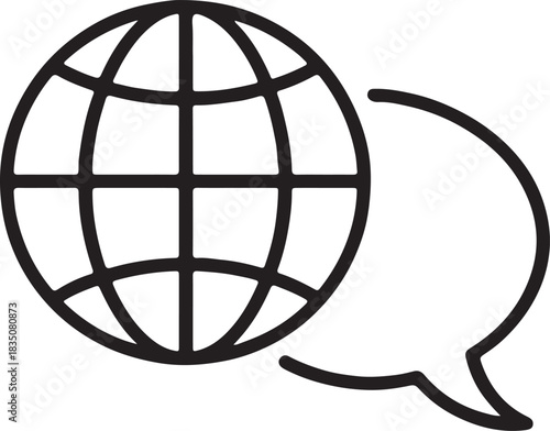 Global Communication and Language Translation Icon — International Dialogue, Multilingual Support, Connectivity Symbol