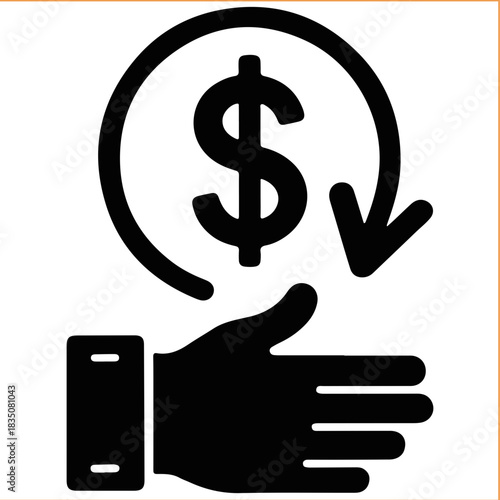Hand offering money back with dollar symbol and circular arrow refund concept VECTOR