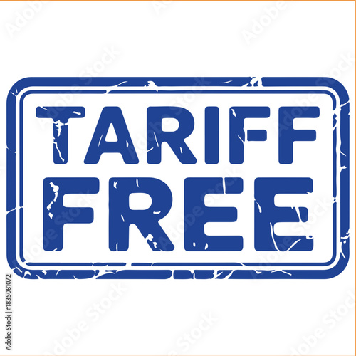 Blue tariff free stamp conveys international trade agreement and duty exemption VECTOR