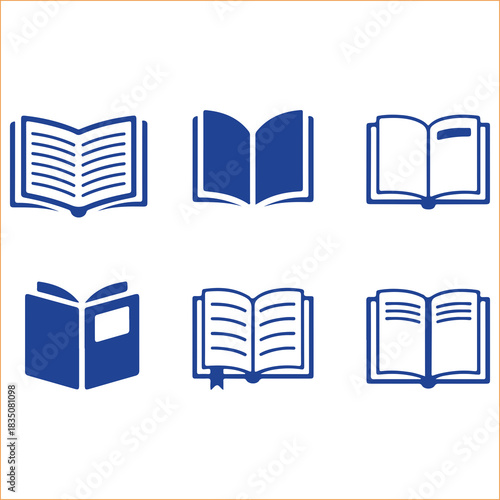 Collection of open book icons representing knowledge and learning resources 80 chars VECTOR