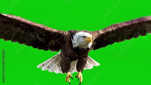 Majestic eagle soaring gracefully, green screen VFX ready for your project needs