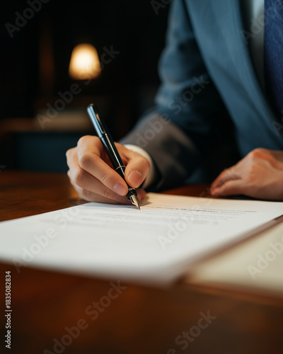 Signing official business agreement document