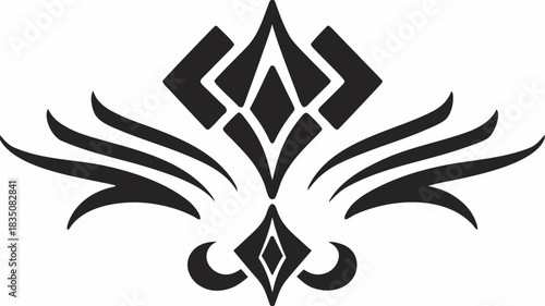 Elegant floral design with diamond shapes and curved lines in a symmetrical arrangement style pattern