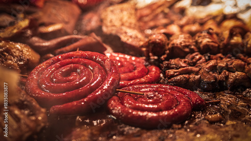 Grilled meat and and sausage pan