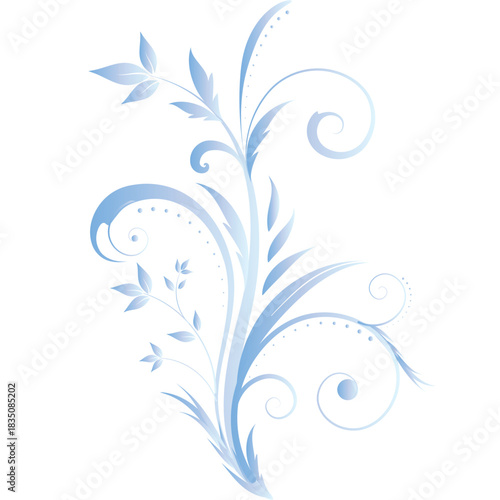 A beautiful sky-blue gradient floral pattern with delicate flowers, set against a deep white background