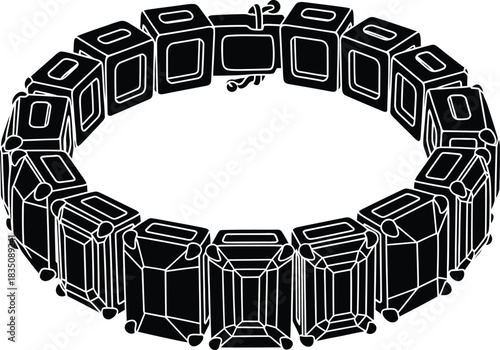 Black and White Stylized Gemstone Bracelet with Clasp on White Background jewelry accessory