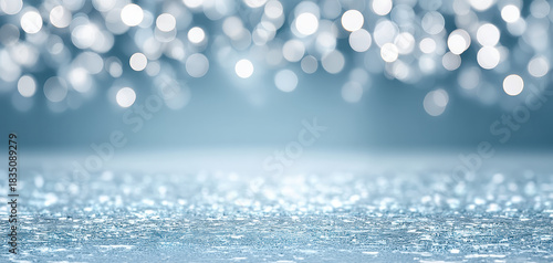 Beautiful christmas background featuring shimmering bokeh lights that create magical atmosphere. soft blue tones enhance festive spirit, perfect for holiday celebrations