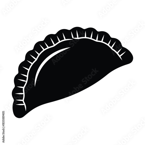 Black Silhouette of a Savory Pastry or Empanada food