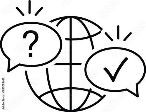 Global Question and Answer Communication Vector Icon