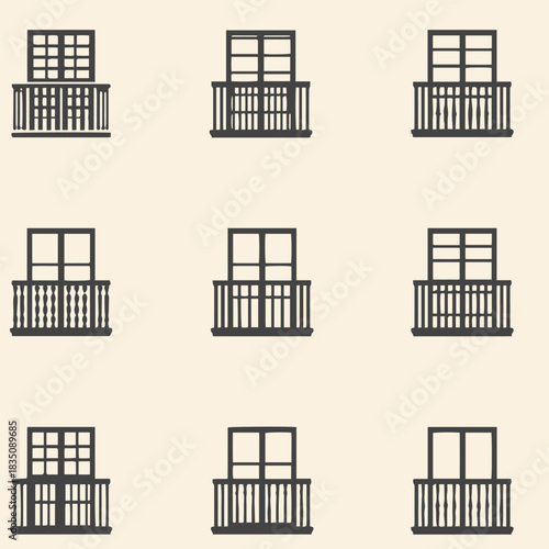 Balcony Icon Set Vector