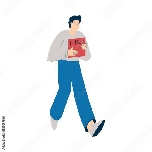 Unemployment Social Problem with Fired Man Employee Vector Illustration