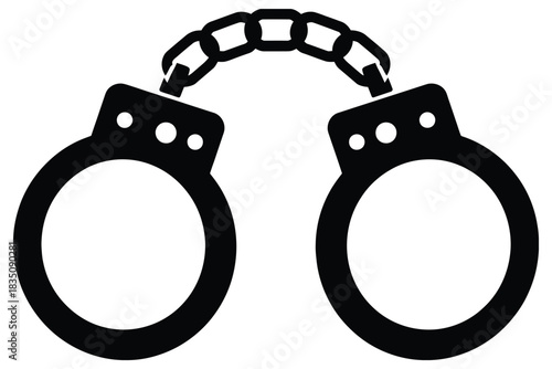 Handcuffed icon silhouette, handcuffs vector illustration featuring detailed handcuff silhouettes, ideal for law enforcement design, security graphics, criminal justice projects, police icons, legal m