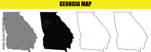Hand made Dot Map Georgia map vector illustration set in different styles for infographic and design element By illustrator
