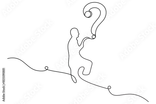 Question mark continuous one line drawing minimalist outline vector illustration

