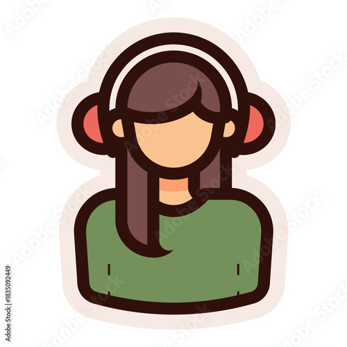 female customer service icon sticker