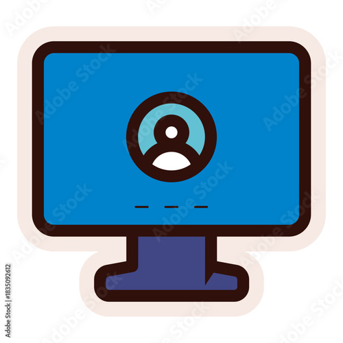 user account on computer screen icon sticker