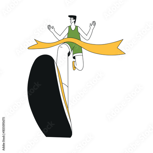 Sport with Man Character Run Marathon Sprinting Vector Illustration
