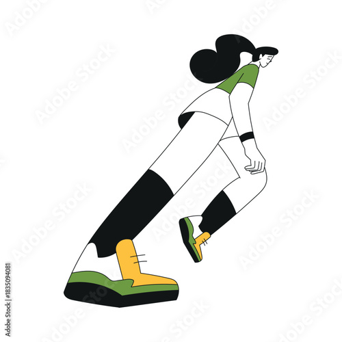 Sport with Woman Character Run Marathon Sprinting Vector Illustration