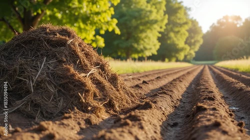 Agricultural Field at Golden Hour – Fresh Plowed Soil and Deep Furrows for Farming, Agriculture, and Environmental Video Content