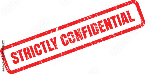 A red strictly confidential rectangular stamp is isolated on a white background, showing restriction