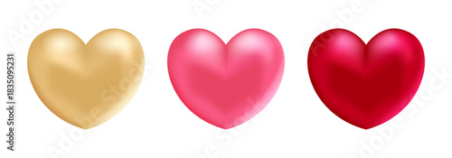 Valentine's Day. Realistic hearts. Vector design. 