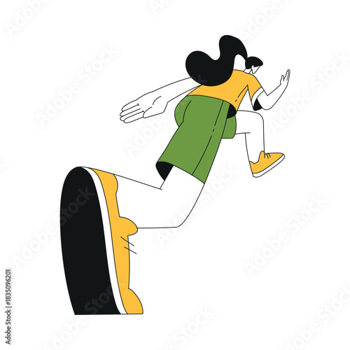 Sport with Woman Character Run Marathon Sprinting Vector Illustration