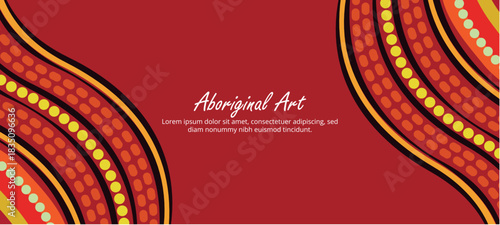 Red Aboriginal-themed decorative design with option to add custom text