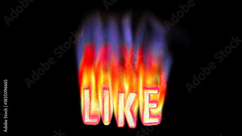 Animated heat map Like text title burning in pixelated retro-styled fire flames on a transparent alpha channel in a seamless loop.