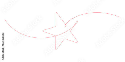 Elegant single line red star for modern design projects and minimalist concepts, perfect for adding a touch of sophistication and creativity to your work