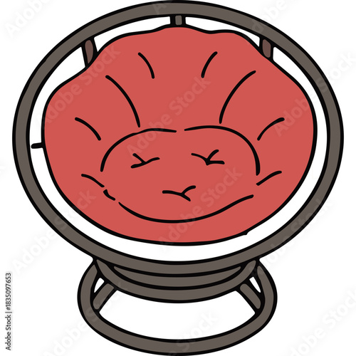 Round Glass Orb With A Red Circular Center And A Cartoonish Face Design On A Black Background