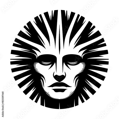 Black and white vector logo emblem, tribal tatto design
